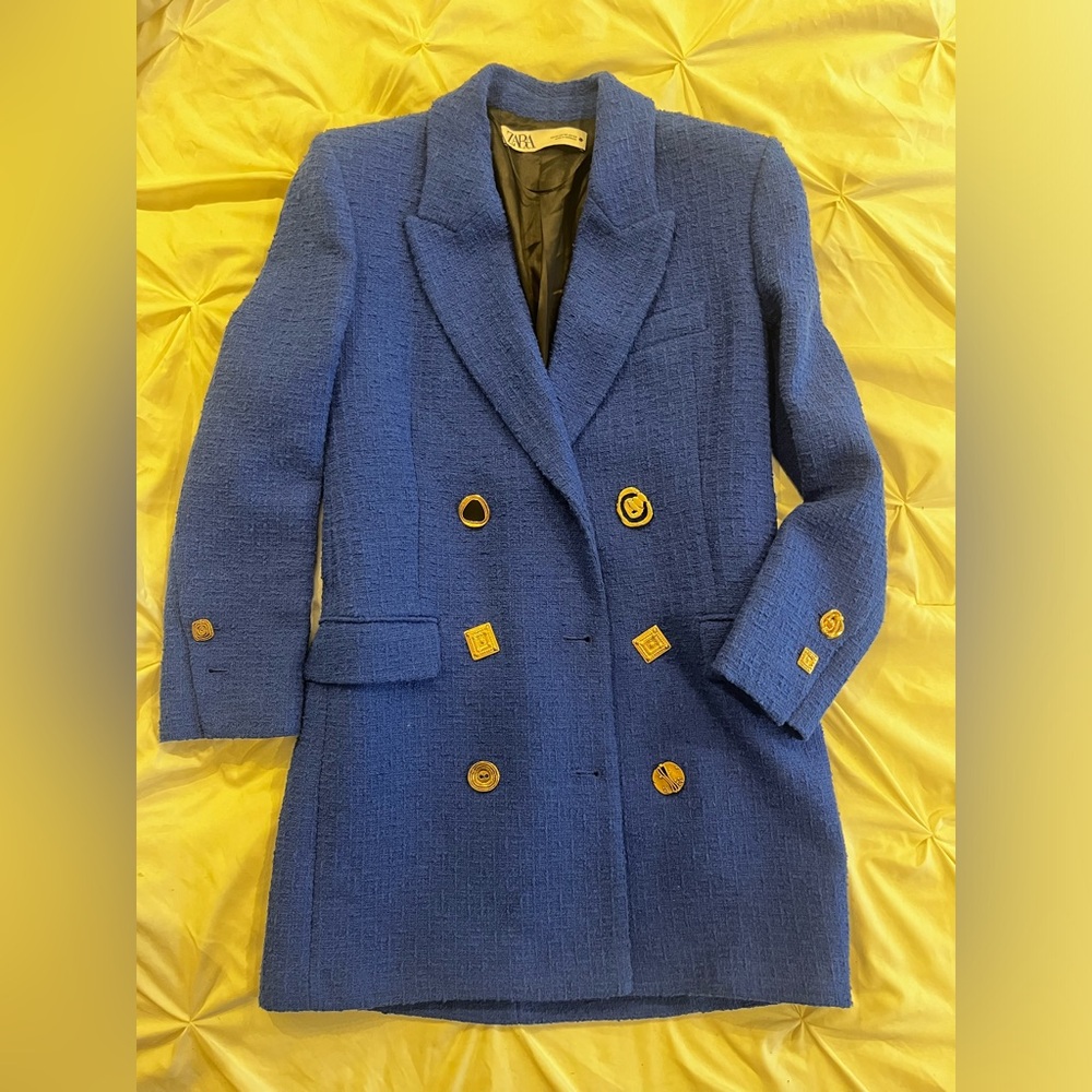 Zara brand new Women's Royal Blue Textured Blazer - Picture 5 of 7